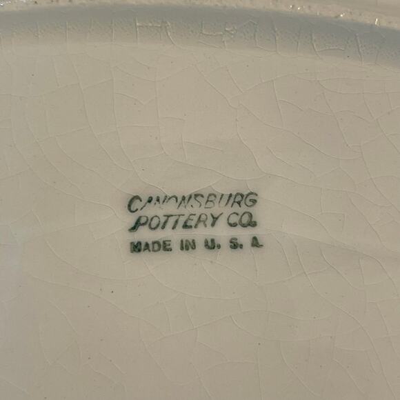 Vintage Mid Century Canonsburg Pottery Co. Oval Serving Plate Floral Made in USA - Picture 2 of 13
